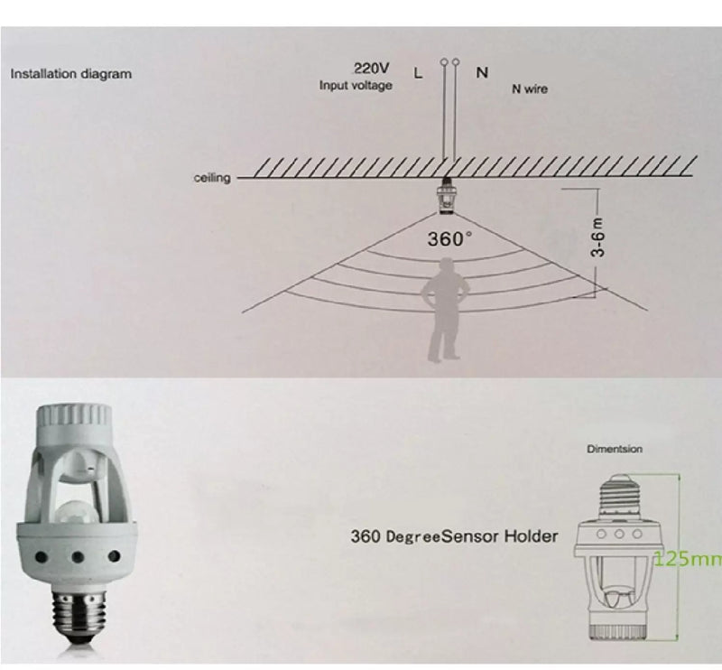 Sensor de Presença Para Iluminação Soquete E27