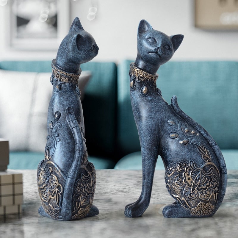 Escultura Resina Conjunto De Gatos